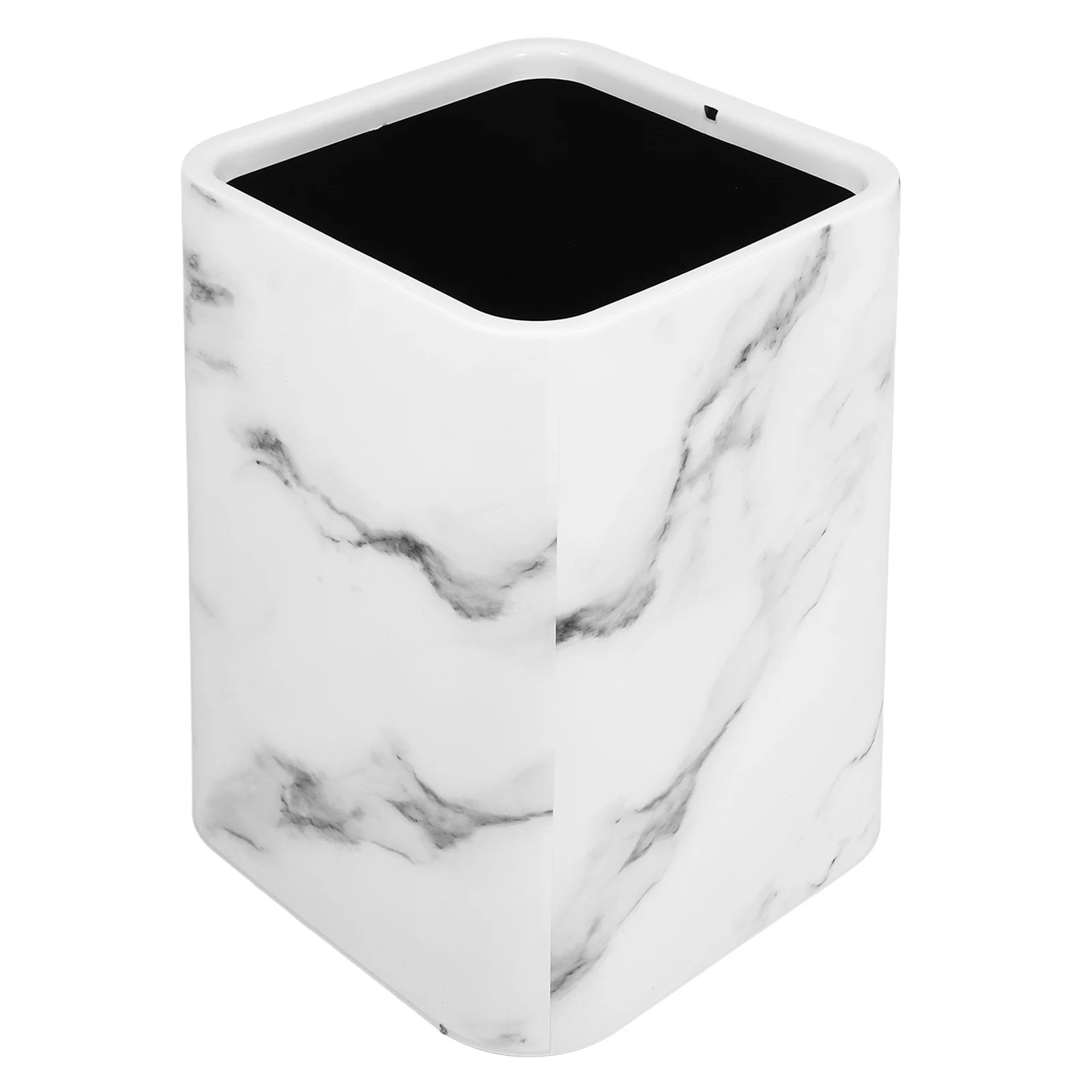 

Double Layer Marble Trash Can Modern Waste Basket Home Kitchen Bathroom Office Large Opening Sturdy PP Material