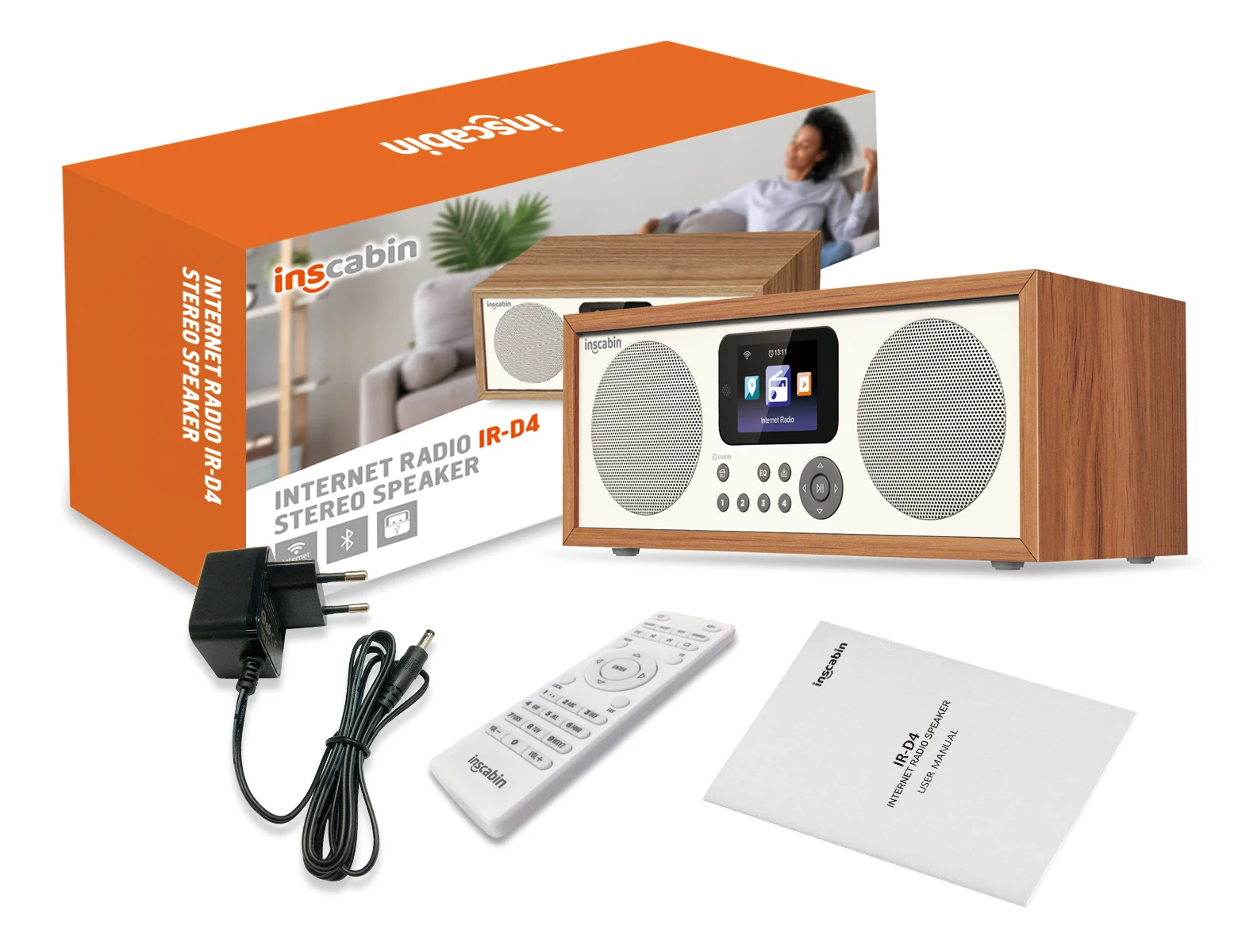 Inscabin D4 Internet Digital Radio, Internet Radio/Digital Radio with Spotify Connect and Bluetooth/Colour Screen