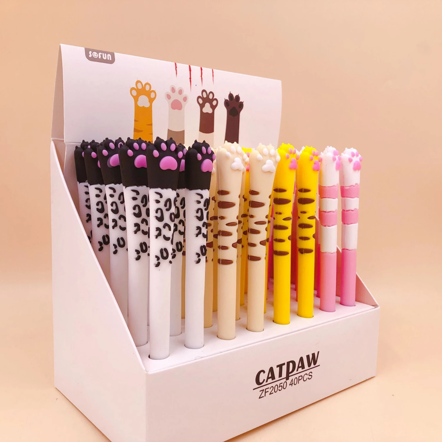 4 Pcs Cute Cat Paw Silicone Claw Gel Pen Stationery creative sweet black cat pretty lovely