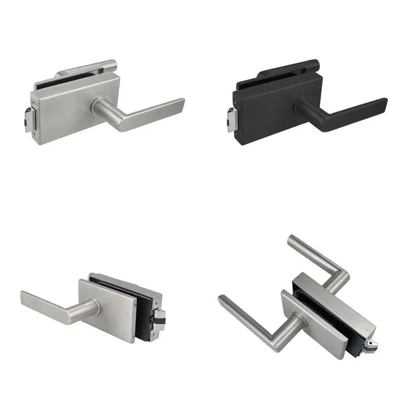 Stainless Steel Tempered Glass Door Lock Set European Square Office Handle