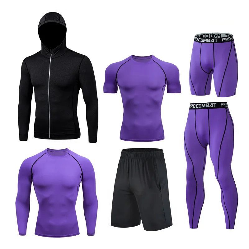 New Man GYM Sports Exercício 6 peças Set Roxo Vermelho Cor Verde