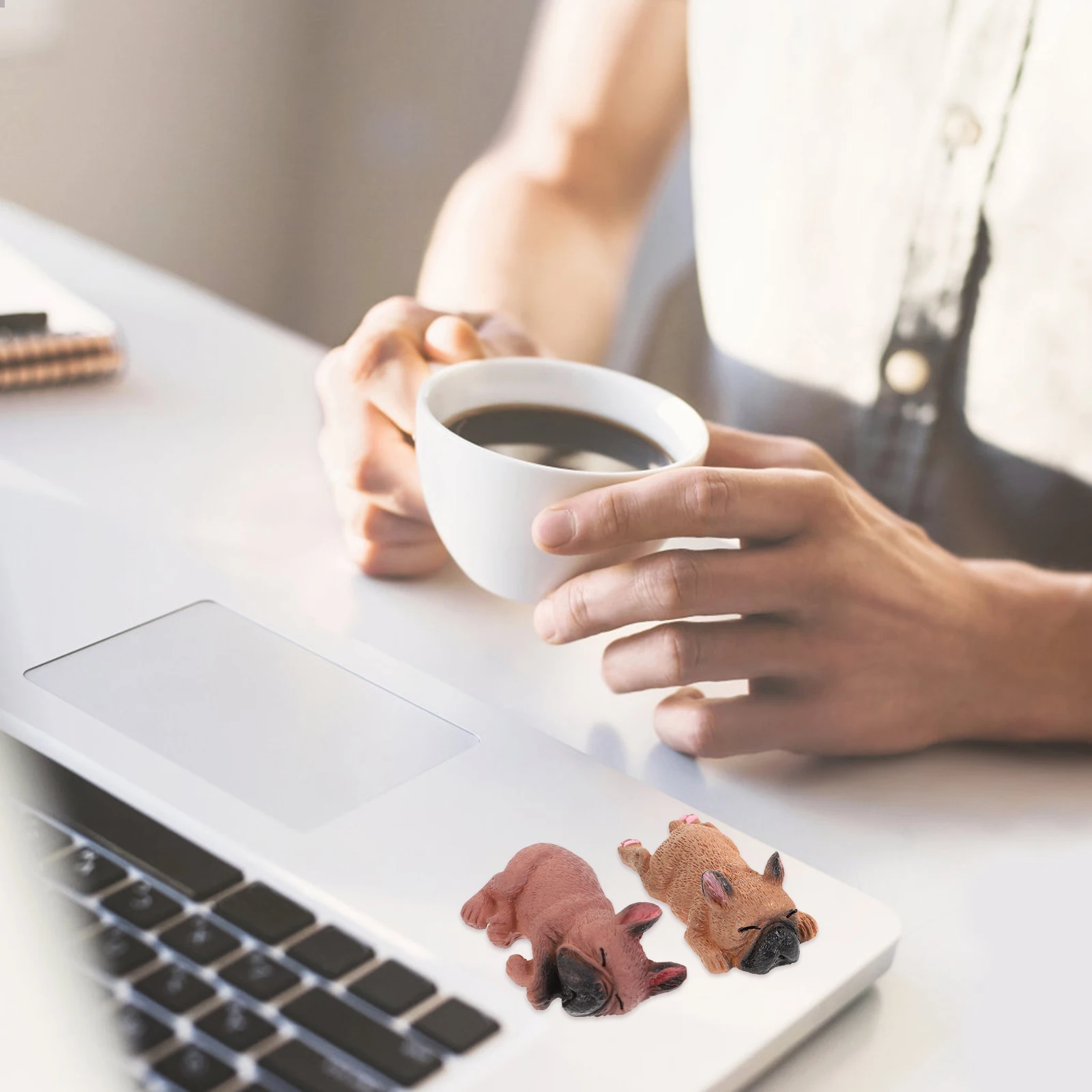 

6Pcs Cute Sleeping Dog Resin Decor Mini Desktop Ornament for Home Living Room Kids Room Garden Shop Decoration