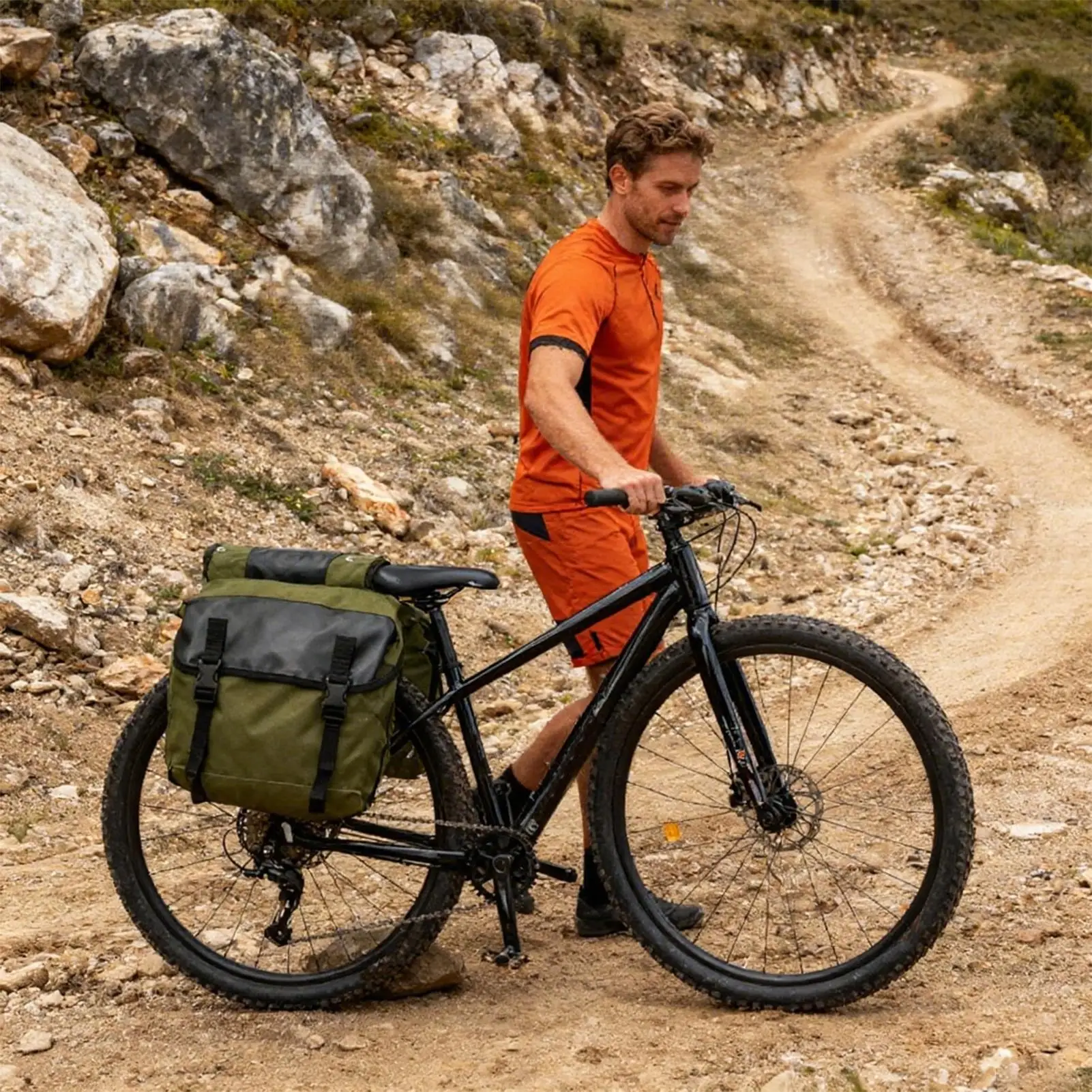 Bike Bag Waterproof Pouch Canvas Bike Rear Rack Bag For Motorbike Bicycle Scooter Biking Touring Commuting Travel Road Trip