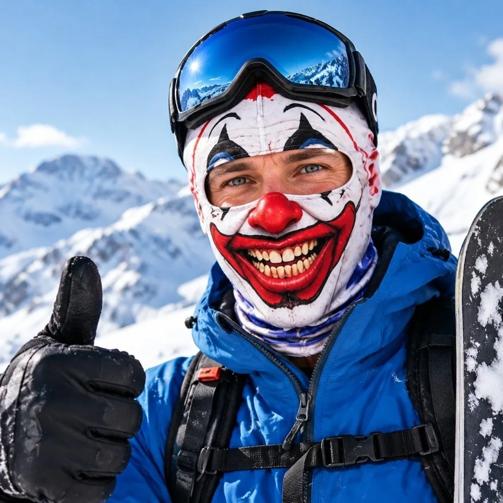 Realistic Print Realistic Face Ski Mask Full Face Coverage 3D Printed Design Full Face Neck Gaiter Reusable Fabric