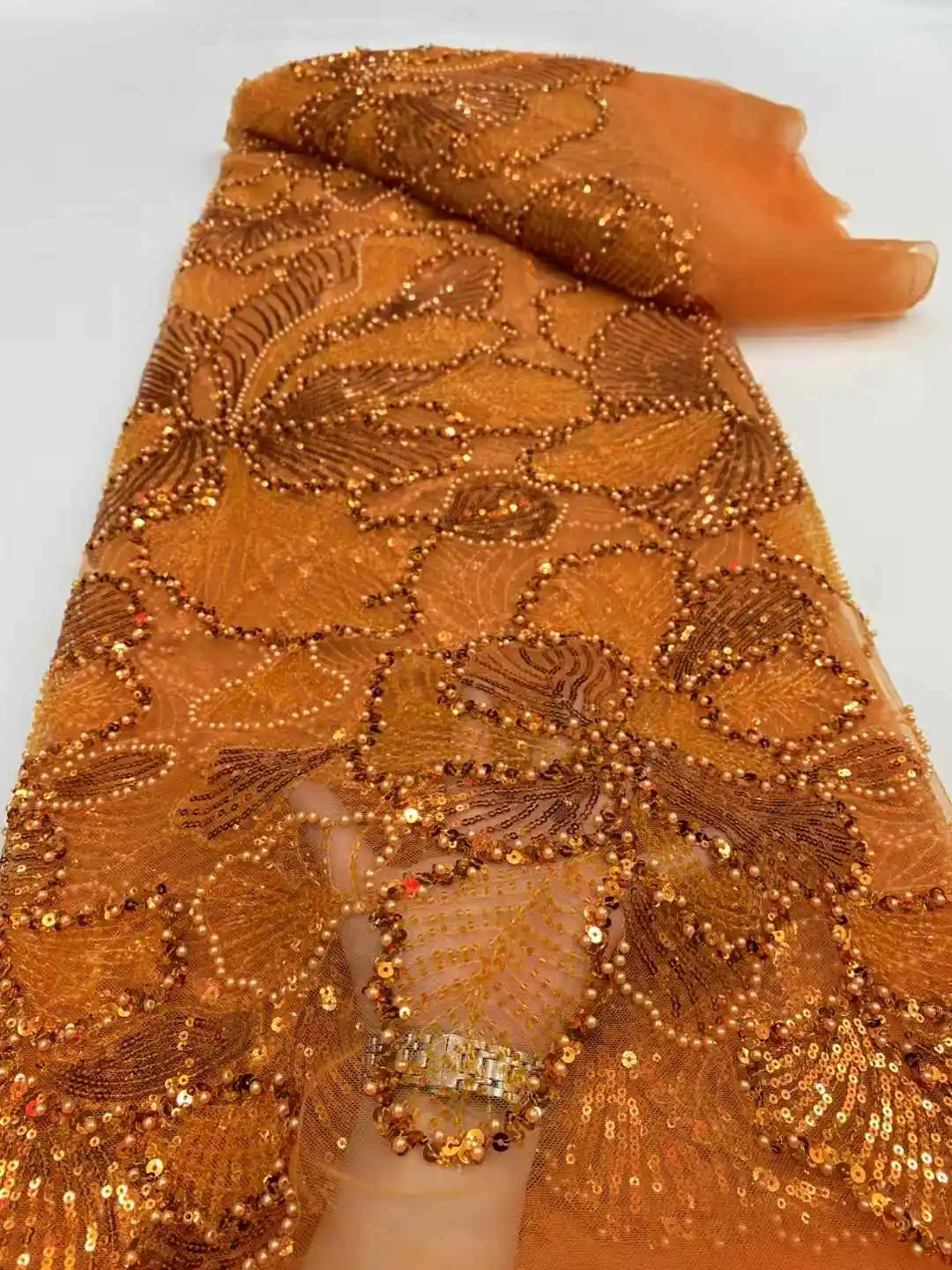 Новый список африканской кружевной ткани, новые высококачественные блестки, французские тюлевые кружева с бисером для шитья нигерийских свадебных платьев