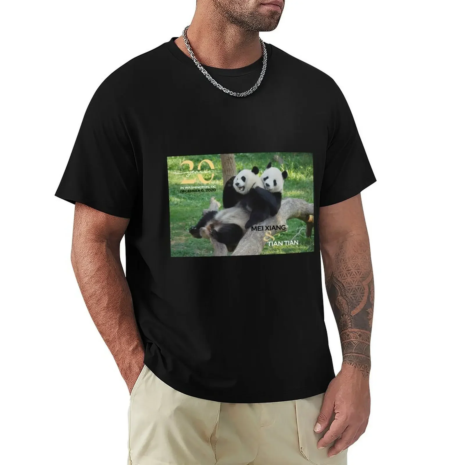 

Giant Pandas Mei Xiang and Tian Tian at the National Zoo - 20th Anniversary Edition T-Shirt summer tops men graphic t shirts