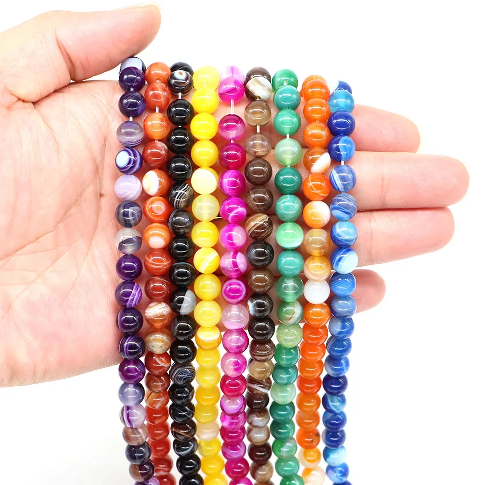 4/6/8/10mm Stripe Agate Stone Natural Reiki Healing Crystal Round Loose Spacer Gemstone for Jewelry Making DIY Handicrafts Gifts - Image 4