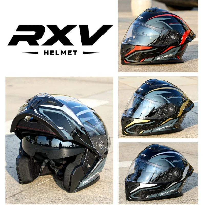 RXV Modular Flip Up Full Face Motorcycle Helmet Dual Visor Night Vision DOT Approved Cascos Para Motos Motocross Anti-Fog Unisex