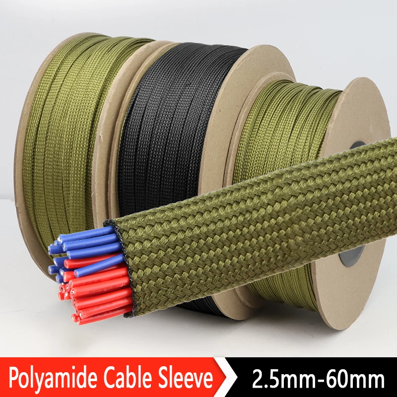 Cable Sleeve 2.5mm ~ 60mm Nylon Braided High Density Insulated Gland Protection Expandable Sheath Polyamide Wire Wrap