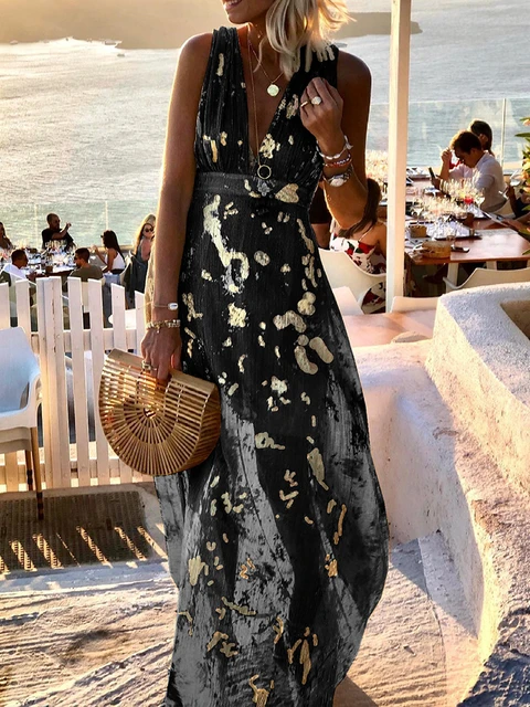 Women's summer boho casual long maxi evening party cocktail beach dress sundress top
