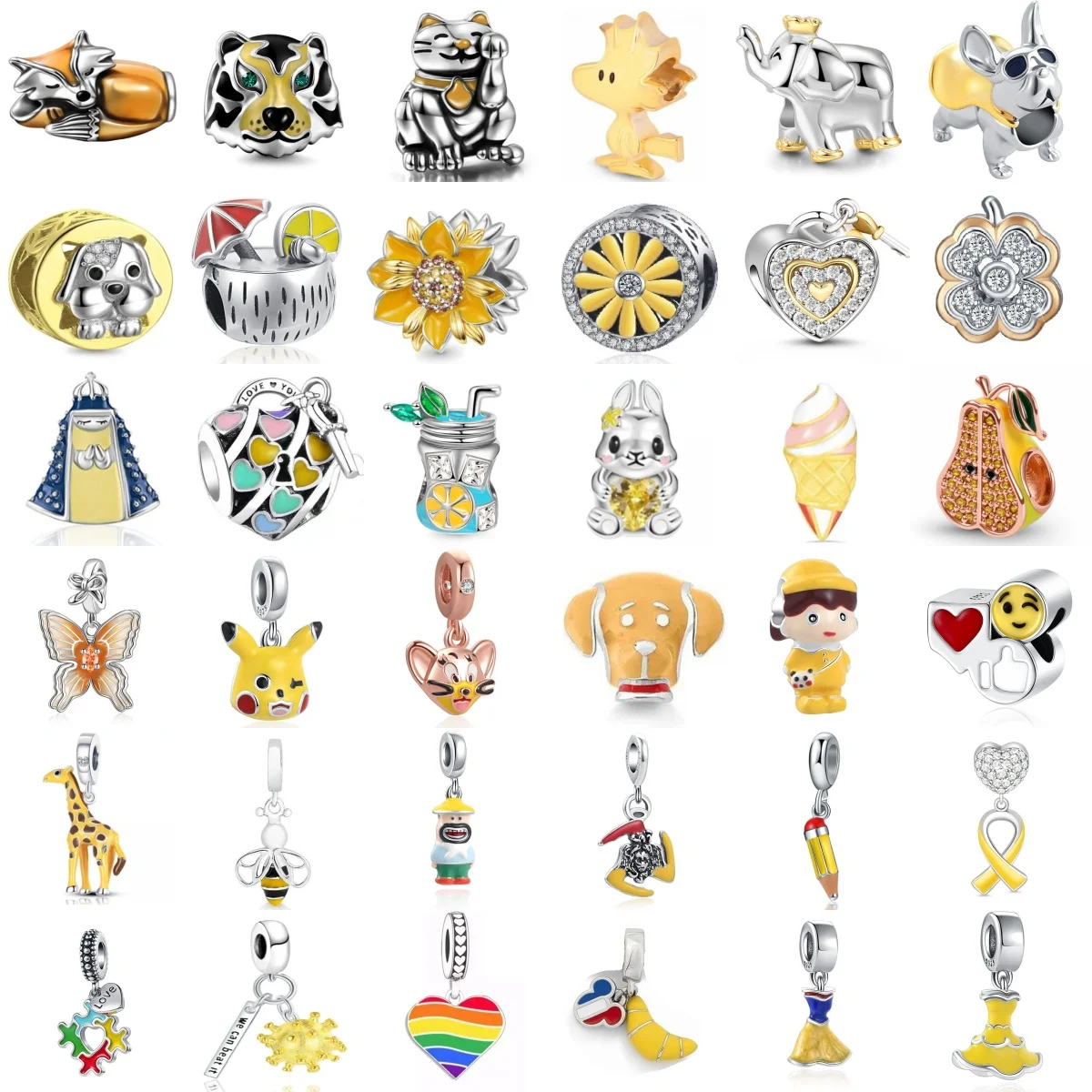 

2026 Hot Selling 925 Sterling Silver Fox, Giraffe, Ice Cream Butterfly Pendant Fit European Bracelets DIY Women's Jewelry Gifts