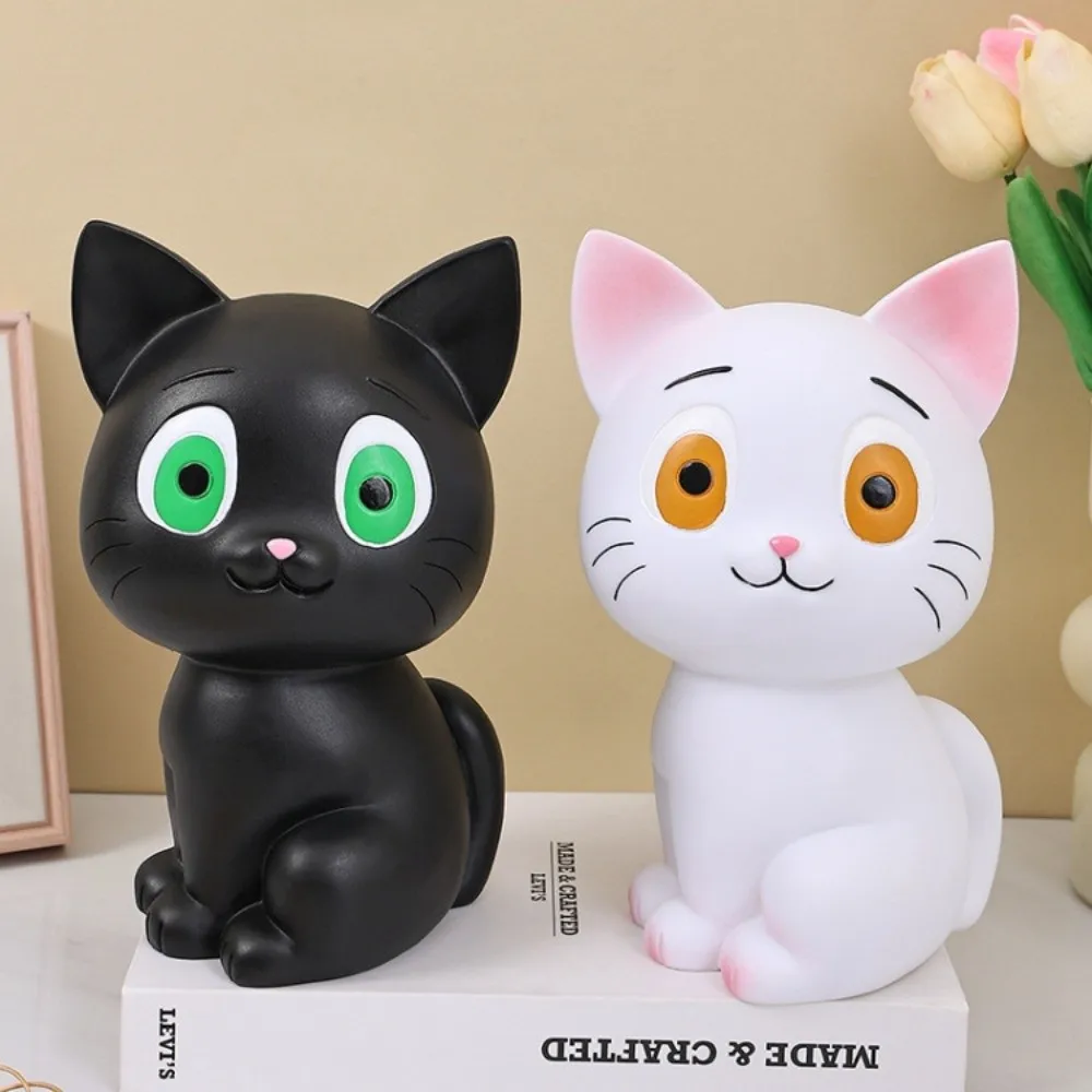 Hucha de gato negro anticaída, cajas de dinero decorativas de gran capacidad con dibujos de gatos, tanque de ahorro coleccionable, hucha modelo de gato