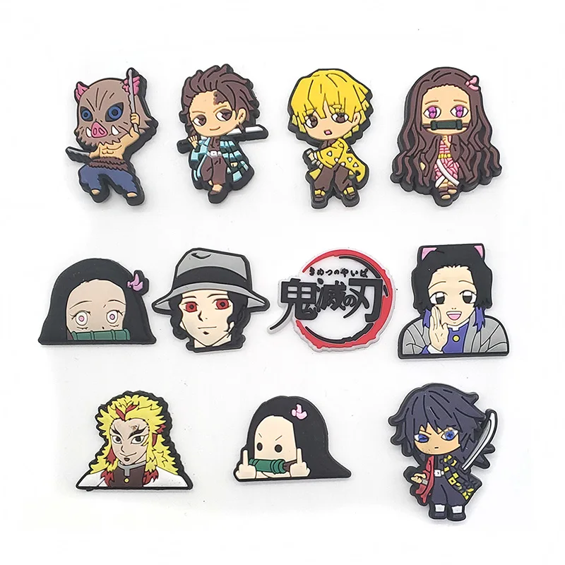 31Pcs/Set Cartoon Japanese anime Shoe Charms Accessories PVC Shoe Decrations Wristband Buckle Kids X-mas Gift image 2