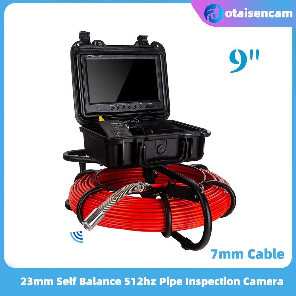 

Sewer Pipe Inspection Camera φ7mm Cable 9" IPS 1080P Screen 512HZ Locator Video Audio Recording 5X Image Enlarge Meter Counter