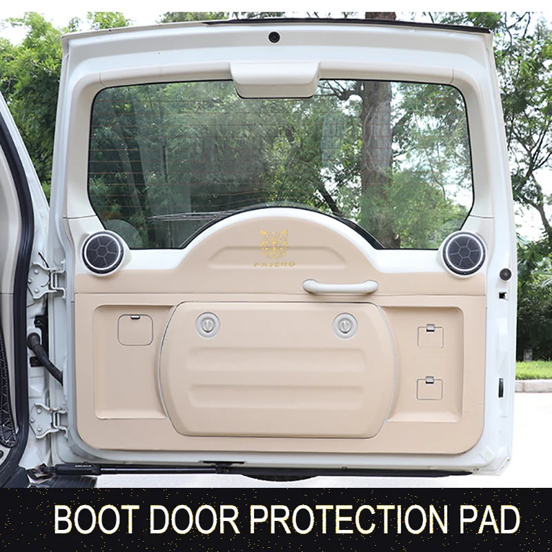 Tail Door Anti Kick Pad Leather Sticker For Mitsubishi Pajero V97 V93 V87 Rear Box Door Protective pad sticker Car Accessories