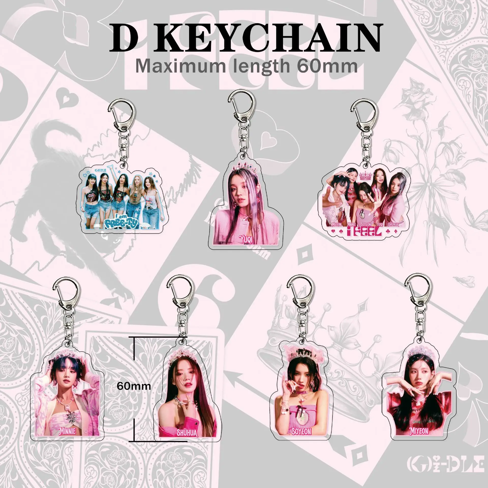 KPOP (G)I-DLE Album I FEEL Acrylic Keychain Queencards Photo Lightstick Pendant Metal Circle Keyring YuQi Minnie Fans Gifts