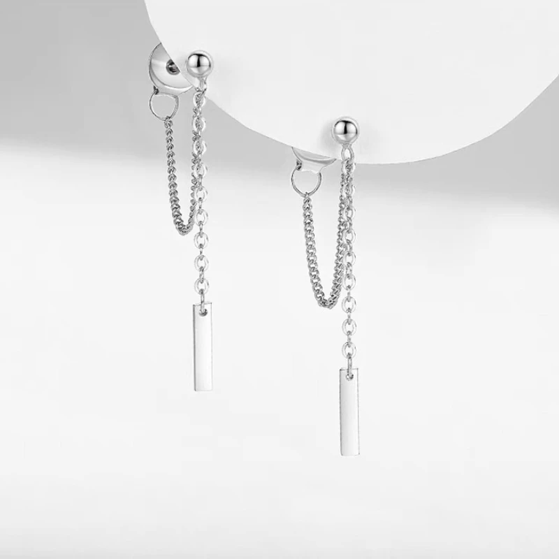 925 Sterling Silver Chain Stud Earrings Fashionable Individualistic Fringed Design Gift for Girls Elegant Accessory for Women