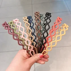 2024 New Fashion Solid Color Resin Geometric Grid Anti-slip Wave Headband Hair Band for Women Girls Hair Accessories Headwear