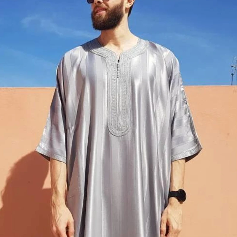 634C Robe Árabe Masculino Robe Islâmico Muçulmano Roupas Étnicas Robe com Manga Longa para Homens