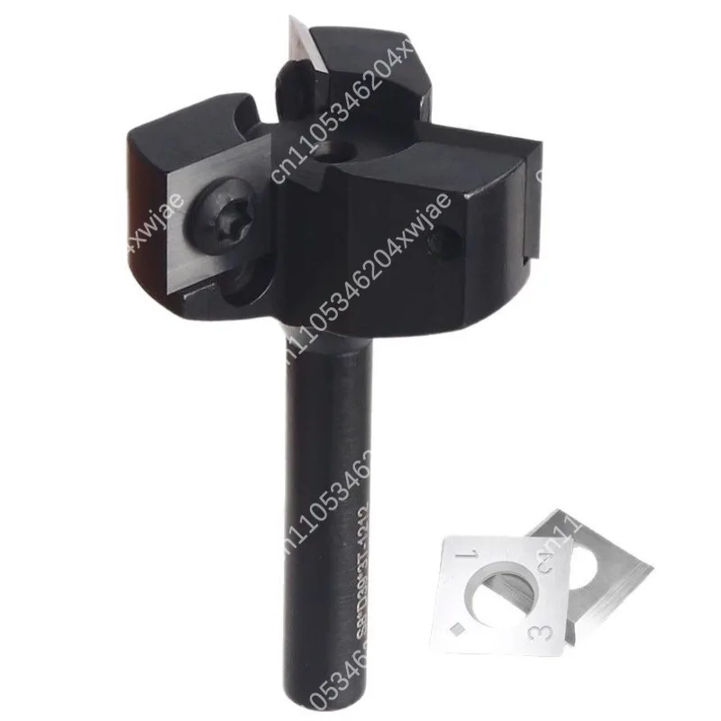 Woodworking Indexable Router Bit 3 Flute 1/2 Shank Mechanical Clamping Cutter for Bottom Cleaning Slotting