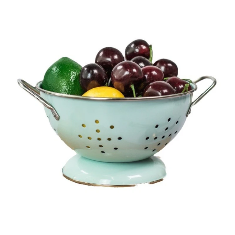 

Nordic wind milk white small large drain binaural bowl fruit basin