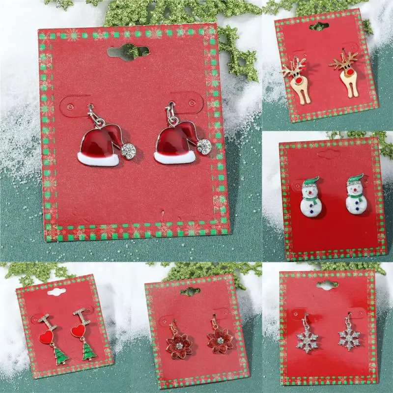 1/5PAIRS Festive Atmosphere New Earrings Christmas Earring Christmas Ornaments Asymmetrical Earrings Snowflake