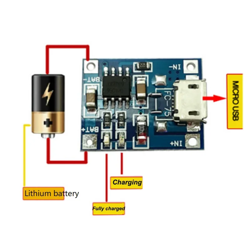 TP4056 Charging Module For 1A Lithium Battery USB Version Module Output Voltage With OUT Drives The Load