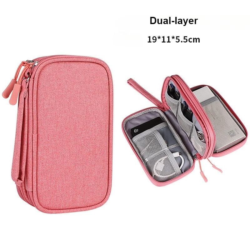 Digital Tech Organizer Multi-Layer Interior Pockets for Power Bank Hard Drive USB Cable Earphone Dustproof Case Organizer Bags