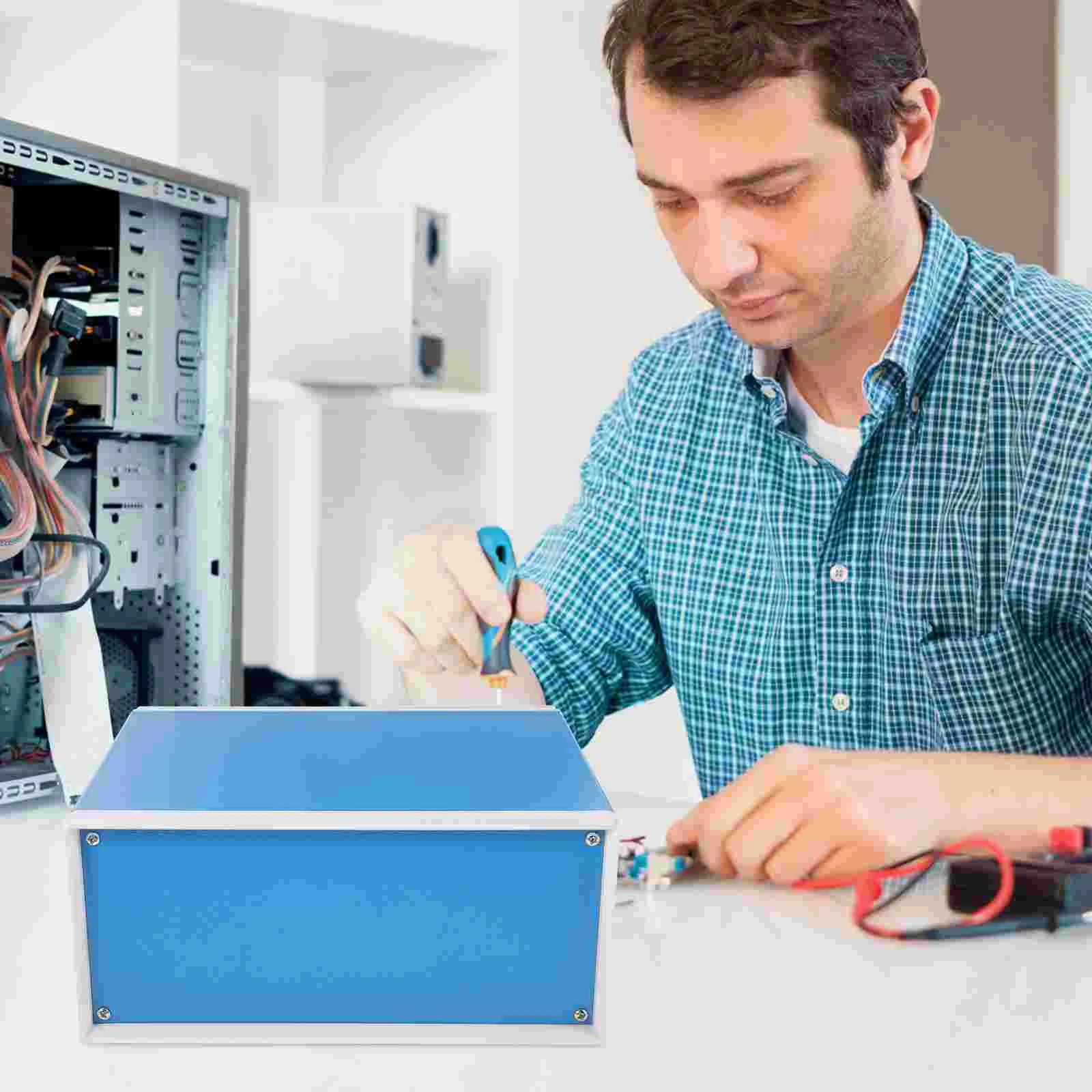 Electronic Junction Box Project Boxes for Electronics Enclosures DIY Case Shell Metal Blue Electric