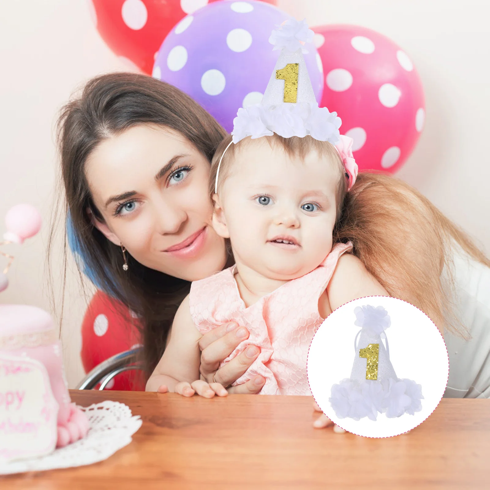 

Birthday Crown Soft Fabric Headband for 1 Year Old First Birthday Party Photo Prop Comfortable Elastic Fit Unisex