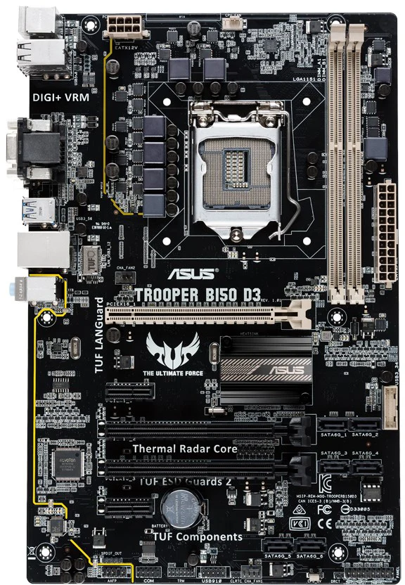 

﻿ Материнская плата ASUS TROOPER B150 D3 Intel B150 LGA 1151DDR3 32 ГБ с поддержкой Core i3-6300 7320 7100 6400 7400 7600 7700 6700 процессор ATX