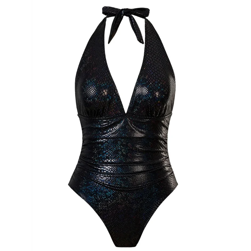 

ABRT-Womens Rave Wear Bodysuit Snakeskin Print Sexy- Swimsuit For Festival Dance Rave Clothing