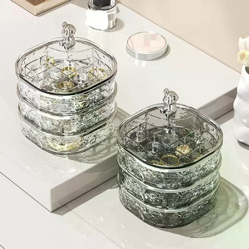 

Rotating Jewelry Box, Transparent Band Partition High-end Exquisite Jewelry Storage Box, Earring, Hairpin And Ring Storage Box