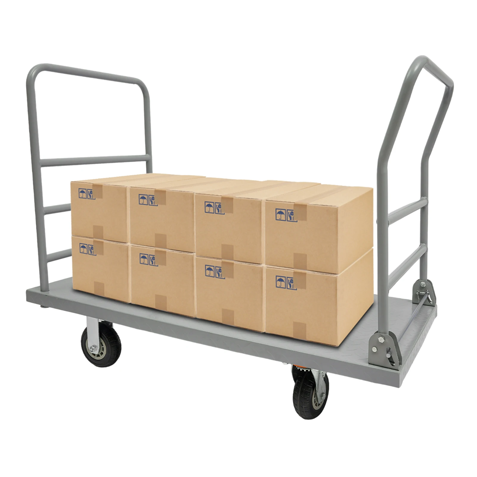 Carro de camión con plataforma plateada Rectangular de 121,92x60,96 cm, camión de plataforma resistente independiente con plataforma antideslizante estampada