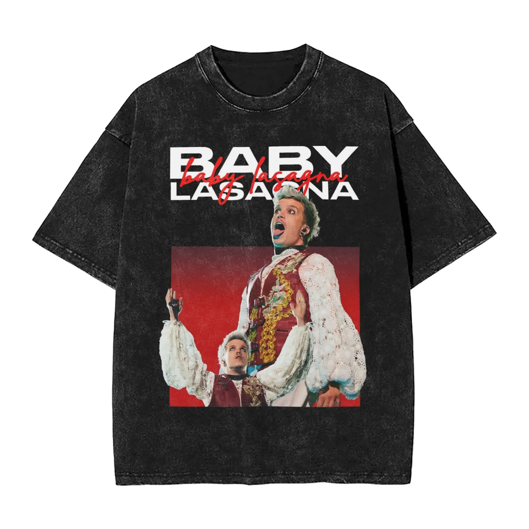 Camiseta de hombre Baby Lasagna Croacia Eurovision 2024, camisetas lavadas, camisetas de playa novedosas, camisetas de algodón con estampado impresionante, regalo
