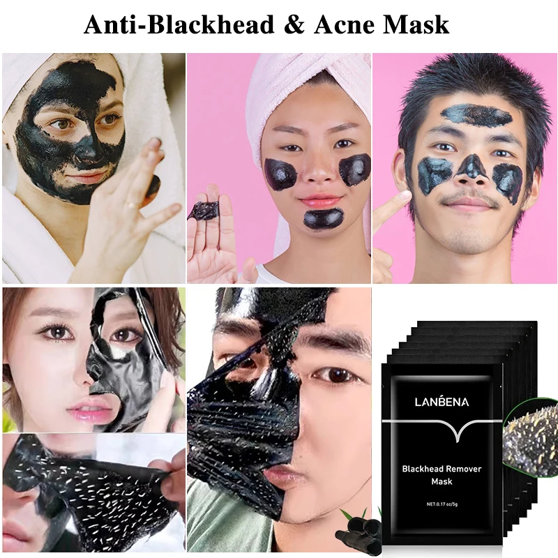 LANBENA-قناع مزيل الرؤوس السوداء ، الأنف ، فحم الخيزران ، التطهير العميق ، ترطيب المسام ، تقليص المسام ، التقشير ، قناع الطين ، العناية بالبشرة #6
