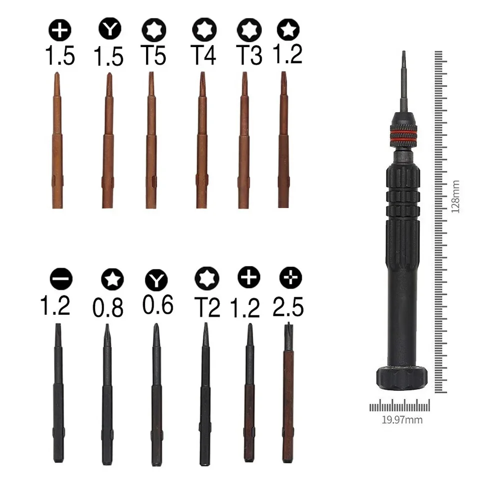 12 In 1 12.8cm Precision Crewdriver Chrome Vanadium Alloy Steel Repair Open Tool Kit Screwdriver Bit For DIY Mobile Phone