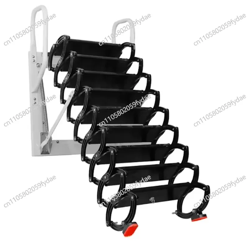 Durable Multifunctional Black Carbon Steel Aluminum Folding Retractable Staircase Thickened Invisible Indoor Family Apartment