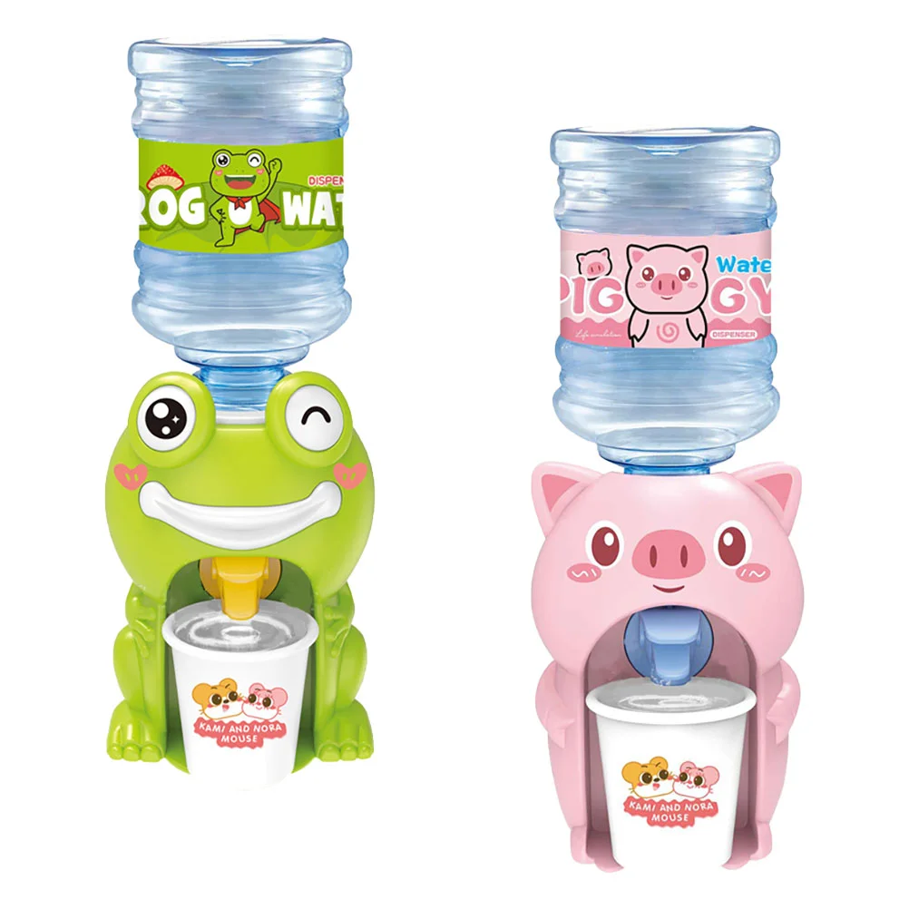 2 Pcs Desk Water Dispenser Toy Work Girls Toys Mini Fountain Frog Plastic Cartoon