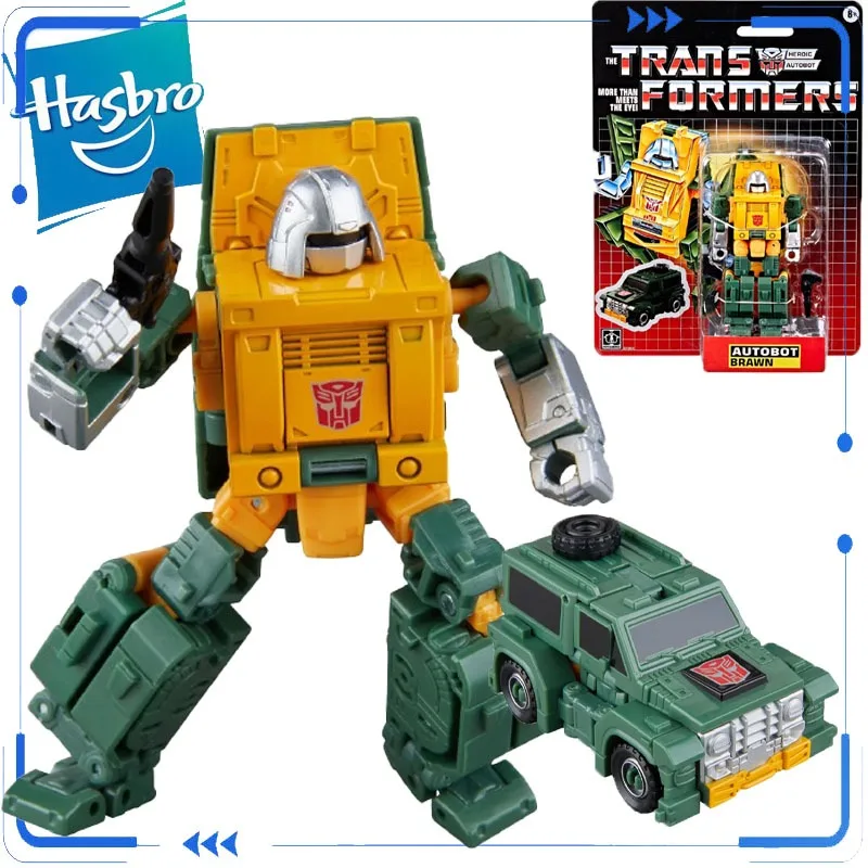 

Genuine Hasbro Transformers G1 Retro Reissue Vintage Carded Toy Color Deluxe Class Brawn Action Figure Toys for Boys Girls Model