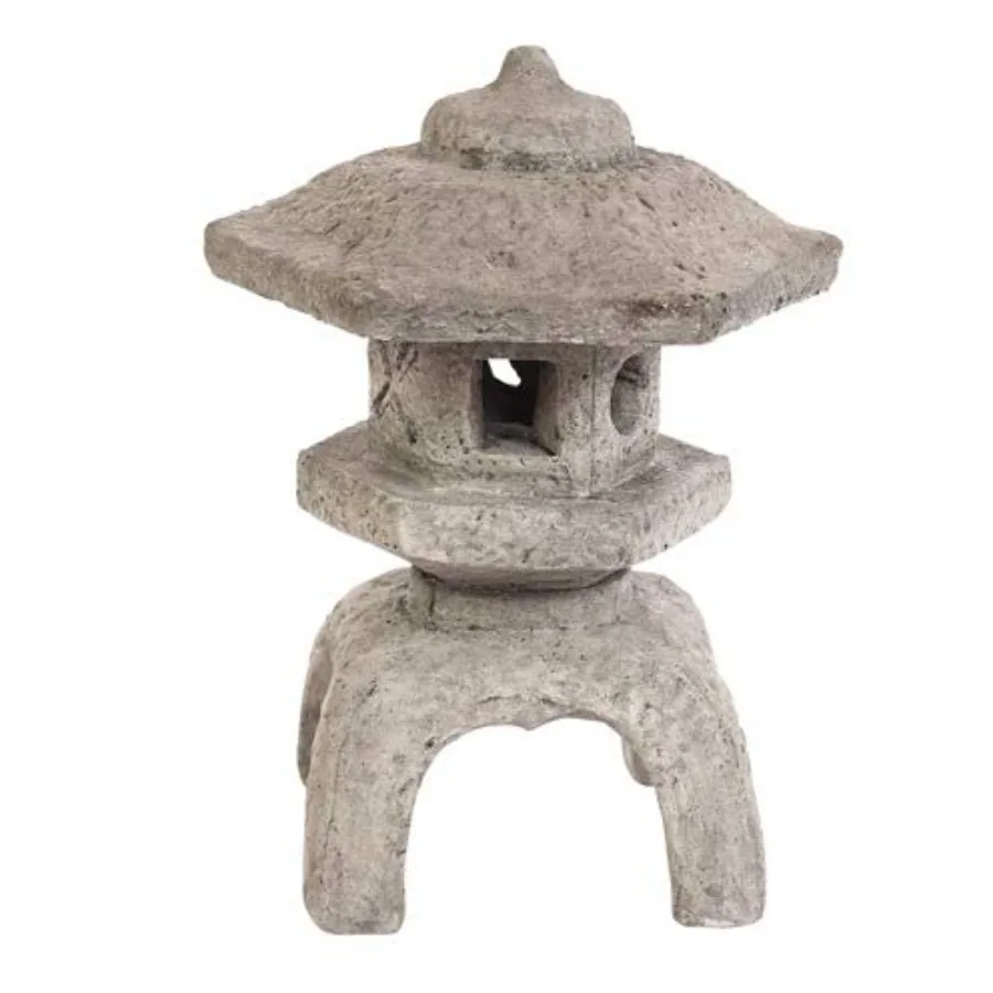 Solid Rock Stoneworks Medium Japanese Lantern 22in Tall Pre Aged Color for Outdoor Garden Decor Rustic Landscape Accents Patio