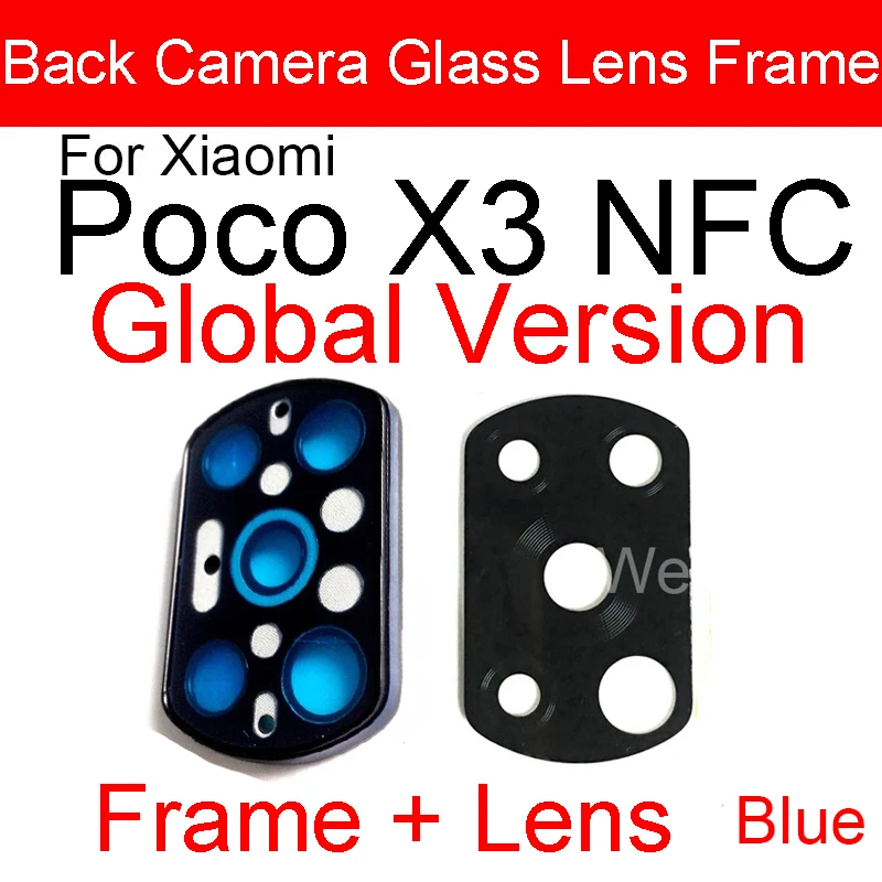 Back Camera Lens Glass Cover Frame For Xiaomi Mi Poco X3 NFC Global Version Main Rear Camera Frame With Flash Light Repair Parts