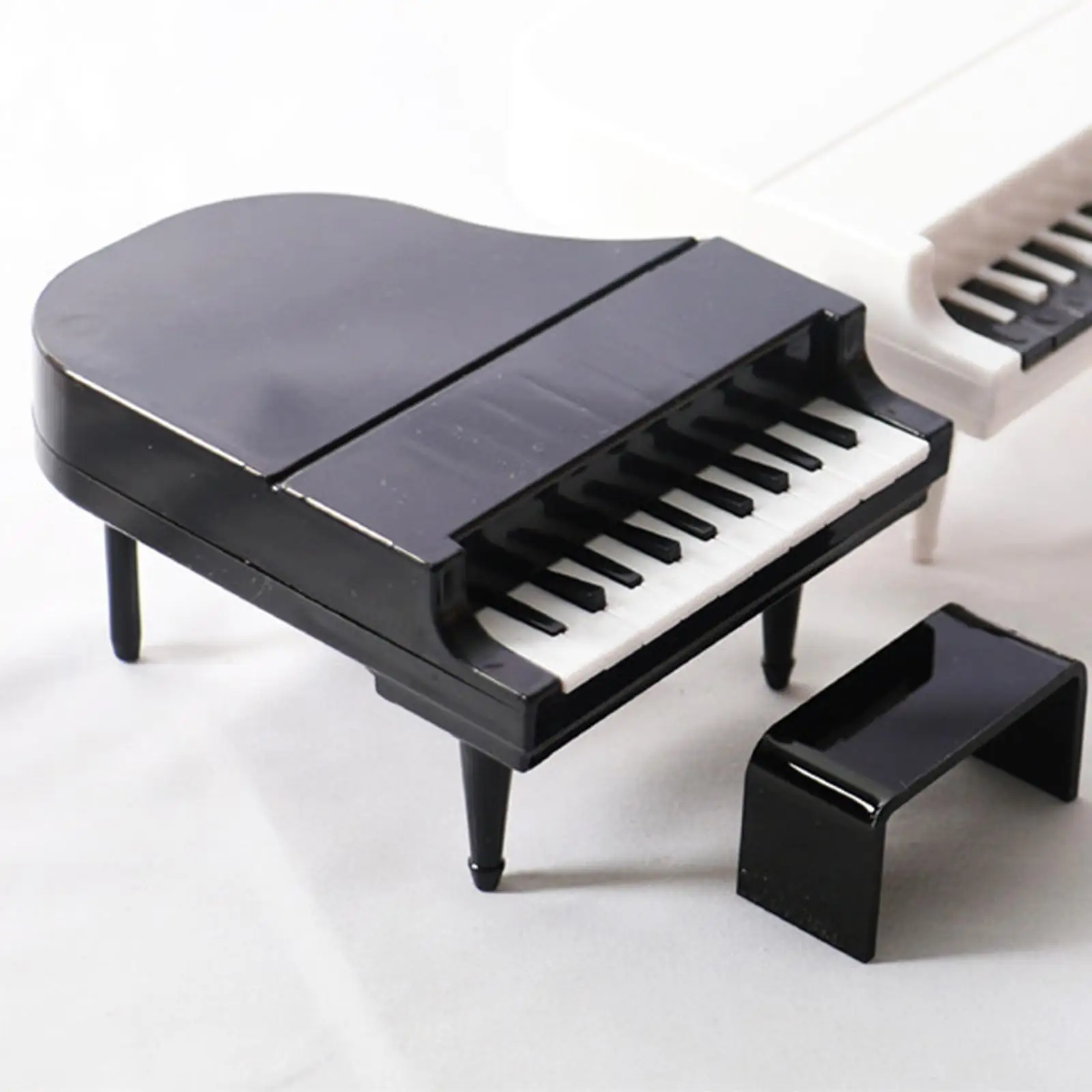 Plastic Miniature Piano Model, with Sheet Music Musical Instrument Model Dollhouse Furnitur Ornament for 1/12 Dollhouse Decor