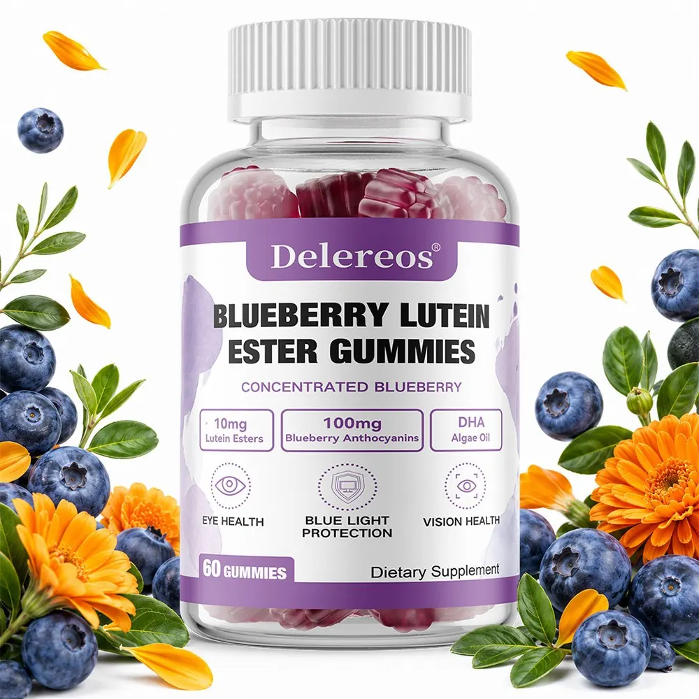 Eye Health Gummies - Lutein, Blueberry & DHA Formula, Supports Visual Comfort for Screen Time, 60 Chewables