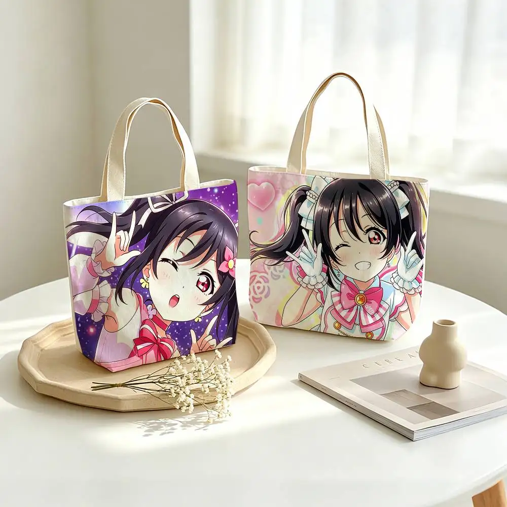 Сумка-шоппер из холщовой ткани с принтом Twin Tail Girl Y-Yazawa Nico Love Live, сумка через плечо, сумка для поездок на работу, сумка для покупок для мам