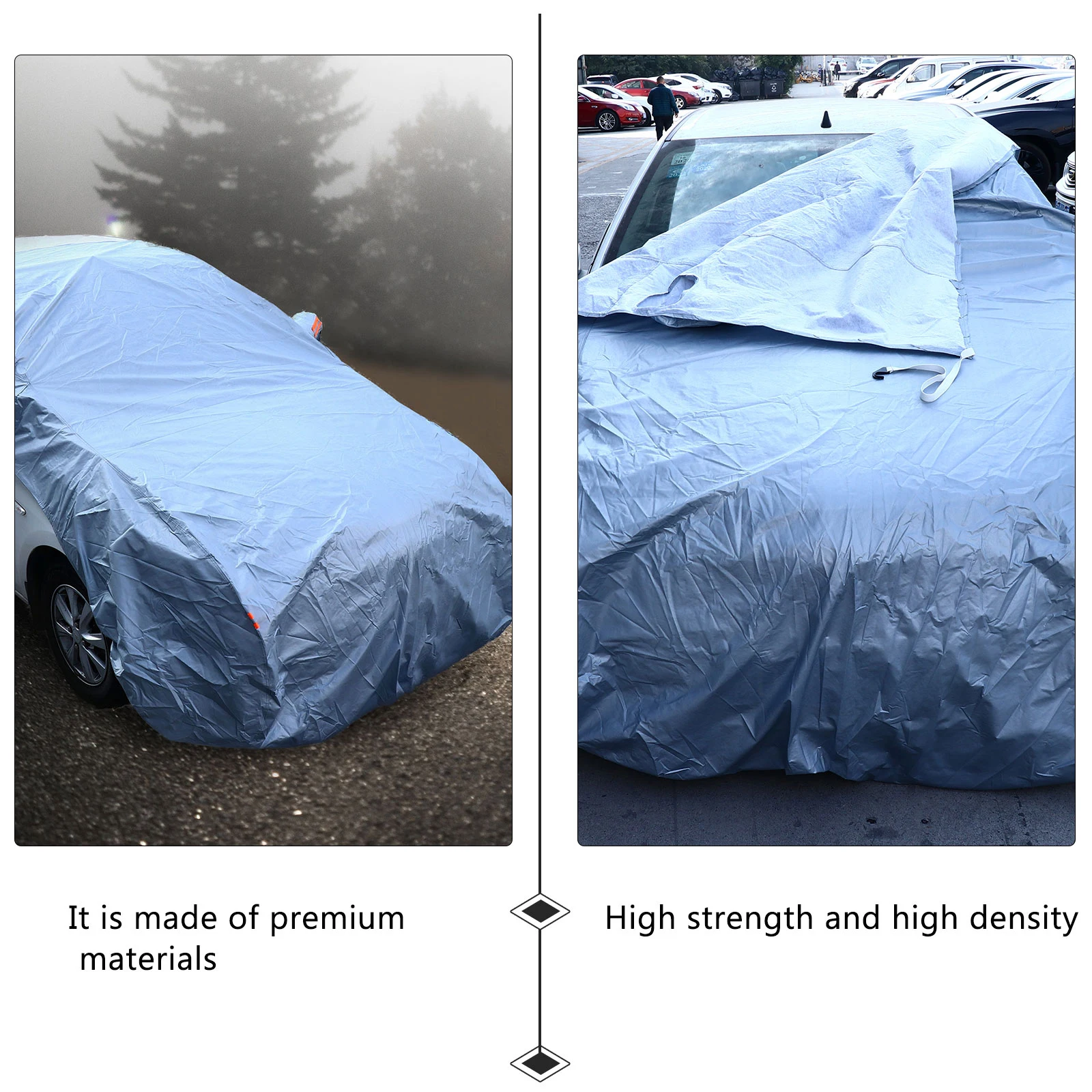 

Car Snowproof Cover Reflective Strips Waterproof Sunshade Cotton Front Protector Aluminum Film PE Car Hood Guard