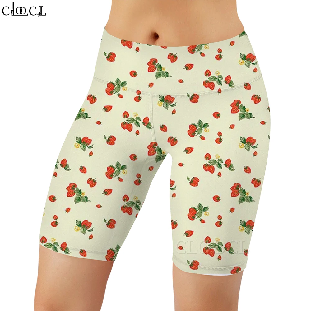 

CLOOCL Fashion Workout Women Legging Red Strawberry on Yellow Background Print Casual Women Sexy Gym Sweatpants for Female