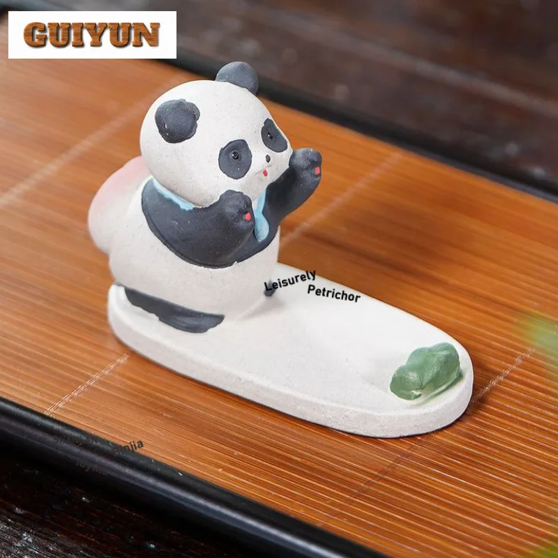 Yixing Purple Clay Mobile Phone Support Tabletop Decoration New Design Creative And Cute Cartoon Panda Cellphone Mount Ornaments