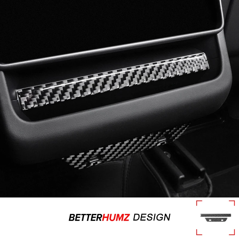 

Накладка на задний воздуховод из настоящего карбона для Tesla Model Y Juniper и Model 3 Highland, аксессуар для интерьера автомобиля