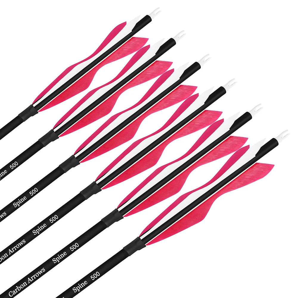 6/12pcs 30'' Archery Arrows Carbon Arrows ID6.2mm 5 inch Turkey Feathers Bow Outdoor Hunting Shooting Archery Target Practice